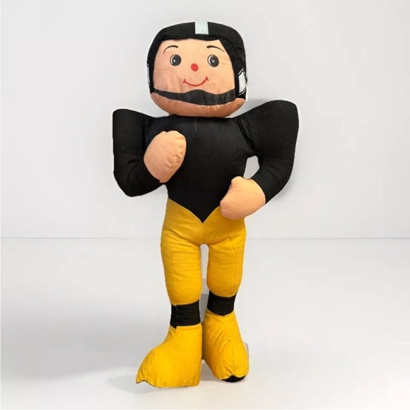 Superior Toy & Novelty Inc. Other - Vintage Plush 1960s Football Player Black Gold 21" Doll Pittsburh Steelers